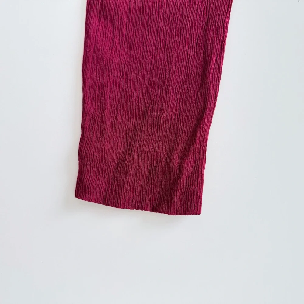 Massimo Dutti Burgundy Open Back Tie Dress | Deep V Back | Size 6 - Picture 12 of 13